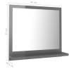 High Gloss Grey Bathroom Mirror - 40x10.5x37 cm | HipoMarket