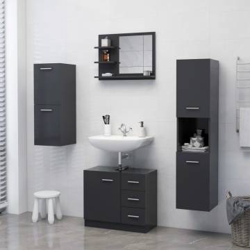 Contemporary Grey Bathroom Mirror - 60x10.5x45 cm