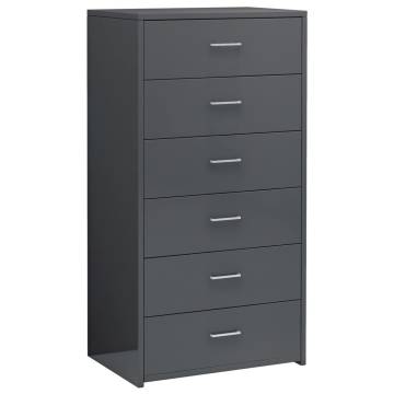 Stylish High Gloss Grey Sideboard with 6 Drawers - Hipo Market