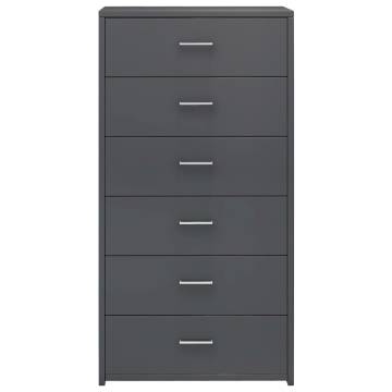 Stylish High Gloss Grey Sideboard with 6 Drawers - Hipo Market