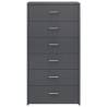 Stylish High Gloss Grey Sideboard with 6 Drawers - Hipo Market