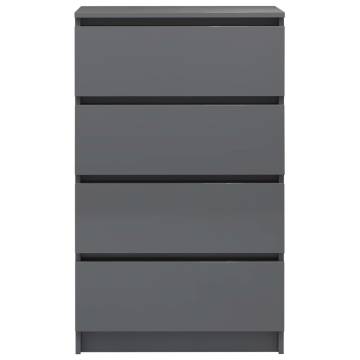 Stylish High Gloss Grey Sideboard – 60x35x98.5 cm