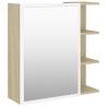 Elegant Bathroom Mirror Cabinet - White & Sonoma Oak 62.5x20.5cm