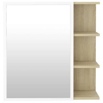 Elegant Bathroom Mirror Cabinet - White & Sonoma Oak 62.5x20.5cm