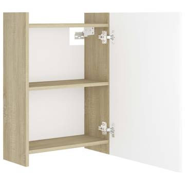 Elegant Bathroom Mirror Cabinet - White & Sonoma Oak 62.5x20.5cm