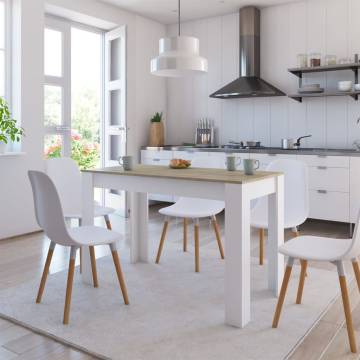 Stylish White & Sonoma Oak Dining Table - 120x60 cm