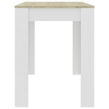 Stylish White & Sonoma Oak Dining Table - 120x60 cm