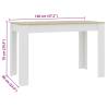 Stylish White & Sonoma Oak Dining Table - 120x60 cm