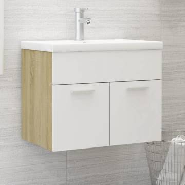 Sink Cabinet White & Sonoma Oak 60x38.5 cm - Stylish Storage