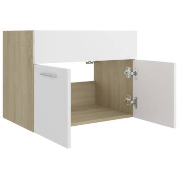 Sink Cabinet White & Sonoma Oak 60x38.5 cm - Stylish Storage