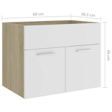 Sink Cabinet White & Sonoma Oak 60x38.5 cm - Stylish Storage