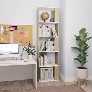 Book Cabinet Room Divider - White & Sonoma Oak 45x24x159 cm