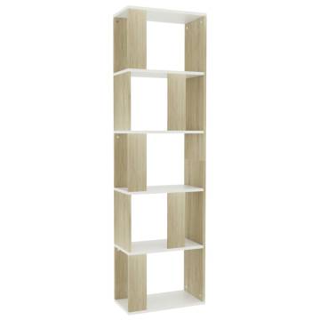 Book Cabinet Room Divider - White & Sonoma Oak 45x24x159 cm