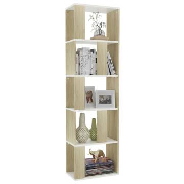 Book Cabinet Room Divider - White & Sonoma Oak 45x24x159 cm