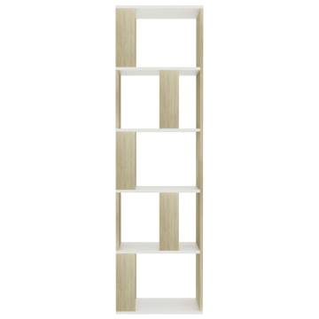 Book Cabinet Room Divider - White & Sonoma Oak 45x24x159 cm