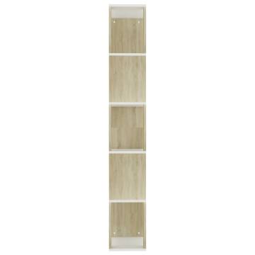 Book Cabinet Room Divider - White & Sonoma Oak 45x24x159 cm