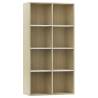 Book Cabinet TV Cabinet in White and Sonoma Oak - 36x30x114 cm