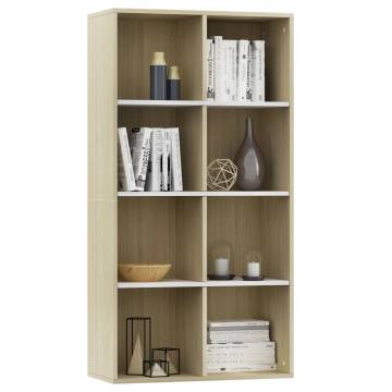 Book Cabinet TV Cabinet in White and Sonoma Oak - 36x30x114 cm