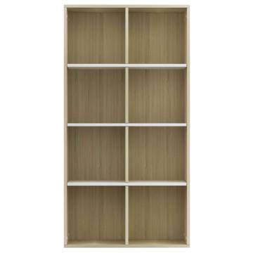 Book Cabinet TV Cabinet in White and Sonoma Oak - 36x30x114 cm