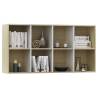 Book Cabinet TV Cabinet in White and Sonoma Oak - 36x30x114 cm