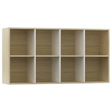 Book Cabinet TV Cabinet in White and Sonoma Oak - 36x30x114 cm