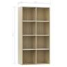 Book Cabinet TV Cabinet in White and Sonoma Oak - 36x30x114 cm