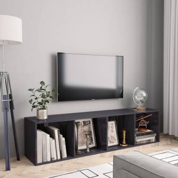 High Gloss Grey Book Cabinet & TV Cabinet | Hipo Market