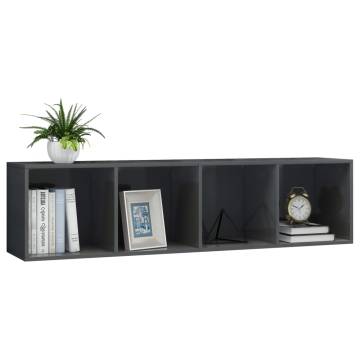 High Gloss Grey Book Cabinet & TV Cabinet | Hipo Market