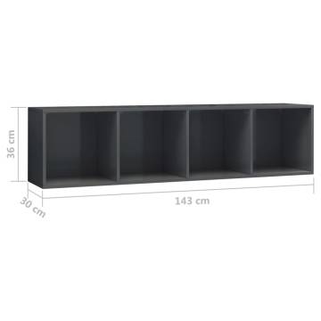 High Gloss Grey Book Cabinet & TV Cabinet | Hipo Market