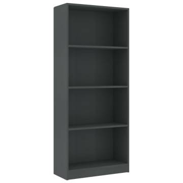 4-Tier Book Cabinet Grey - Modern Engineered Wood Design