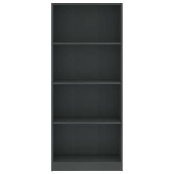 4-Tier Book Cabinet Grey - Modern Engineered Wood Design