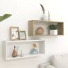 Wall Cube Shelf Set - White & Sonoma Oak | 60x15x23 cm