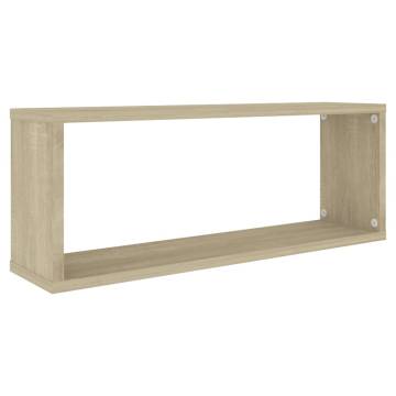 Wall Cube Shelf Set - White & Sonoma Oak | 60x15x23 cm