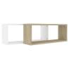 Wall Cube Shelf Set - White & Sonoma Oak | 60x15x23 cm