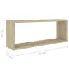 Wall Cube Shelf Set - White & Sonoma Oak | 60x15x23 cm