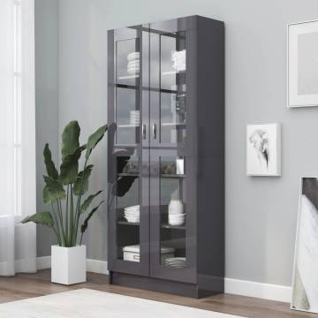 Vitrine Cabinet High Gloss Grey - Stylish Storage Solution