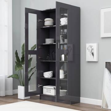 Vitrine Cabinet High Gloss Grey - Stylish Storage Solution