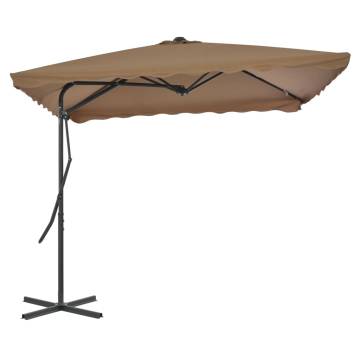 Taupe Outdoor Parasol with Steel Pole | 250x250 cm