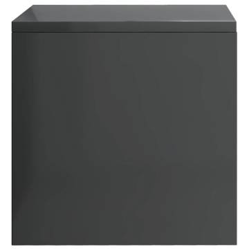 Stylish High Gloss Grey Bedside Cabinets - Set of 2