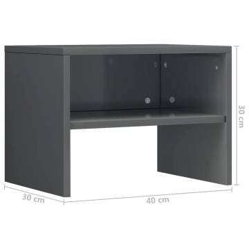 Stylish High Gloss Grey Bedside Cabinets - Set of 2