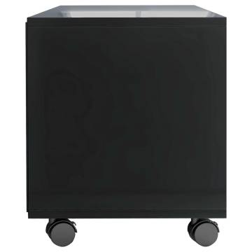 High Gloss Black TV Cabinet with Castors | 90x35x35 cm