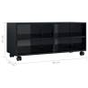 High Gloss Black TV Cabinet with Castors | 90x35x35 cm