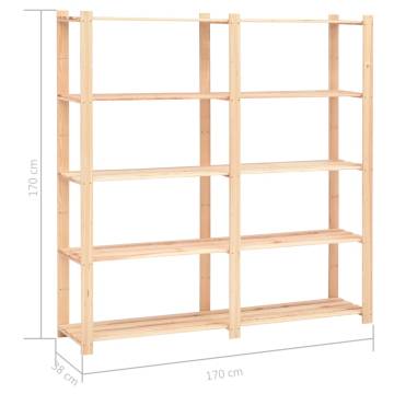 5-Tier Storage Racks - 10 pcs Solid Pinewood | Durable & Spacious