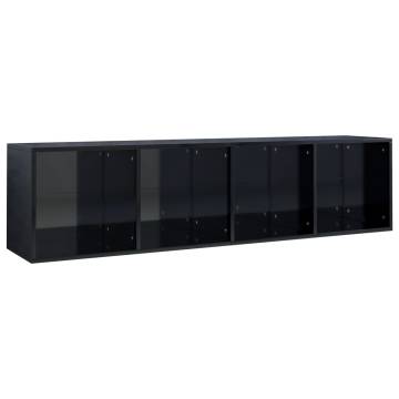 High Gloss Black Book Cabinet & TV Cabinet - Stylish Storage