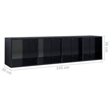 High Gloss Black Book Cabinet & TV Cabinet - Stylish Storage