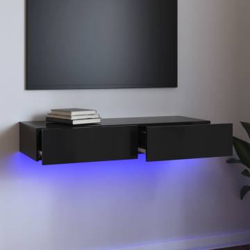 Stylish TV Cabinet with LED Lights - High Gloss Black