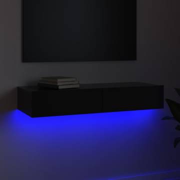 Stylish TV Cabinet with LED Lights - High Gloss Black