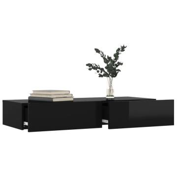 Stylish TV Cabinet with LED Lights - High Gloss Black