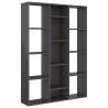 High Gloss Grey Room Divider Book Cabinet - 100x24x140 cm