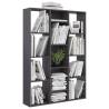 High Gloss Grey Room Divider Book Cabinet - 100x24x140 cm